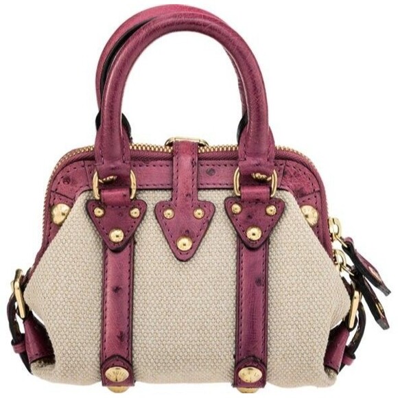 Louis Vuitton Toile Trianon Canvas and Raspberry Ostrich Sac de Nuit GM Bag - Picture 2 of 10